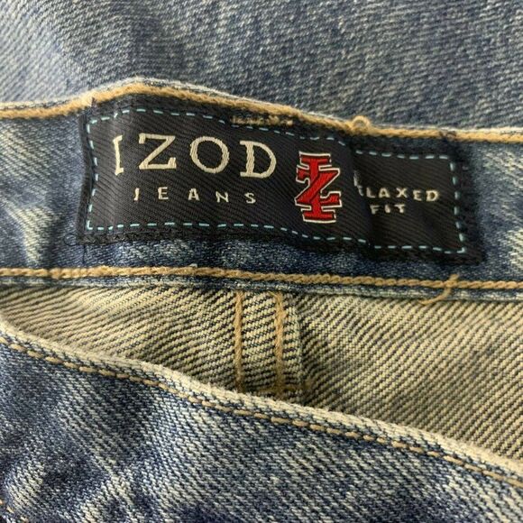 Vintage 90s Mens Izod Relaxed Fit Denim Jeans 40 Med Wash Straight Leg - Picture 6 of 7